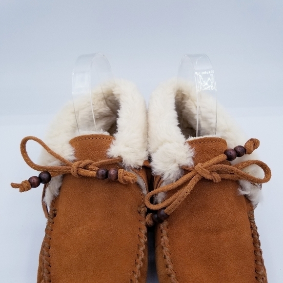 Minnetonka Leather Suede Fringe Ankle Moccasins size 6 - Picture 4 of 12